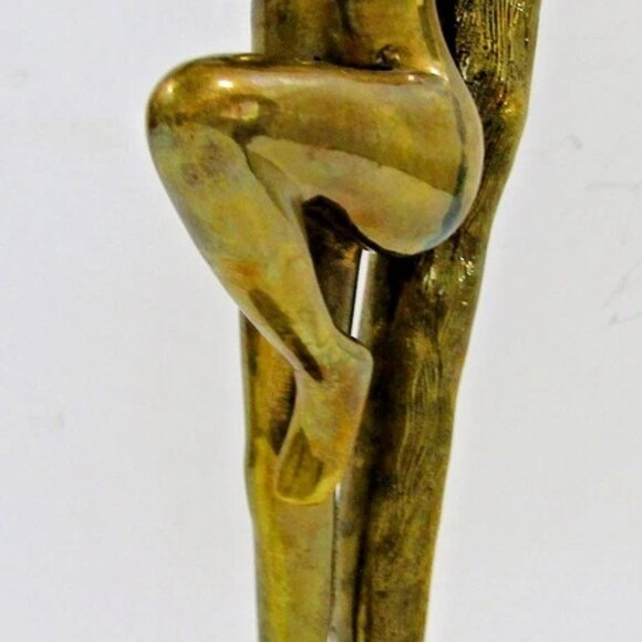 Vintage Brass Art Deco Long Haired Nude Woman Sculpture attributed Klara Sever - Picture 2 of 14